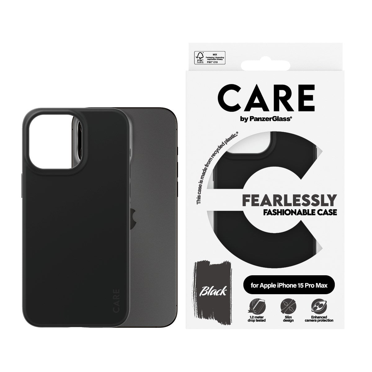 CARE by PanzerGlass® Fashionable Case Black iPhone 15 Pro Max